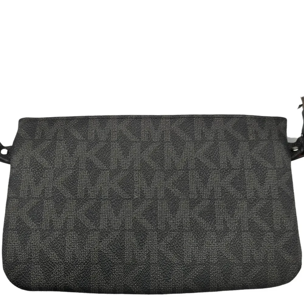 Michael Kors Fanny Jet Set MK Signature Pull Chain Zipper Black Adjustable Strap - Picture 4 of 7